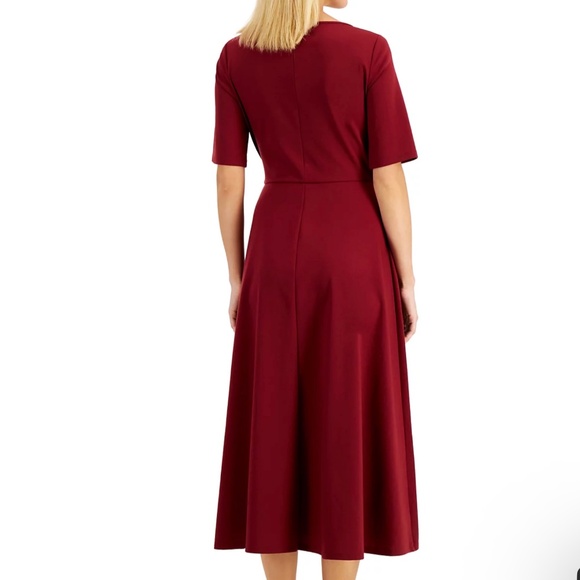 Weekend Max Mara Burgundy Jersey Tie Detail Geranio Midi Dress Size M NWT - Picture 9 of 10